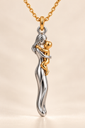 MOCA Mother & Baby Necklace – silver mother and gold child, product view 1