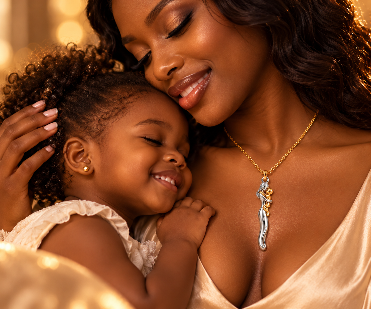 MOCA Mother & Baby Necklace – meaningful motherhood gift, product view 3