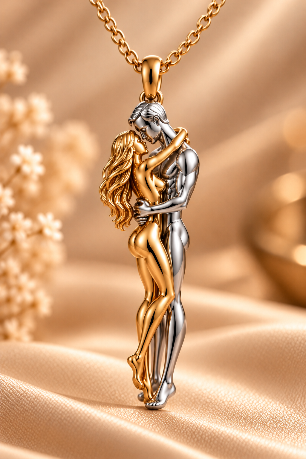 MOCA Couple Hug Necklace – meaningful love gift, product view 3