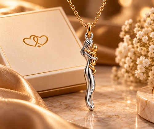MOCA Mother & Baby Necklace – meaningful motherhood gift, product view 2